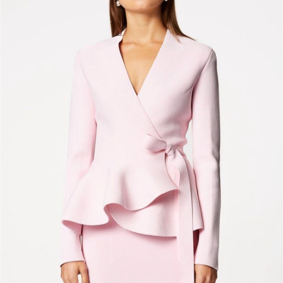 Scanlan Theodore crepe knit jacket peplum XS